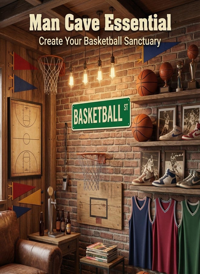 Funnysign Basketball Gifts for Boys Men Vintage Basketball ST Sign for Boys Room Man Cave Basketball Gear Room Court Decor 4×16 Inch (3347) - Image 4