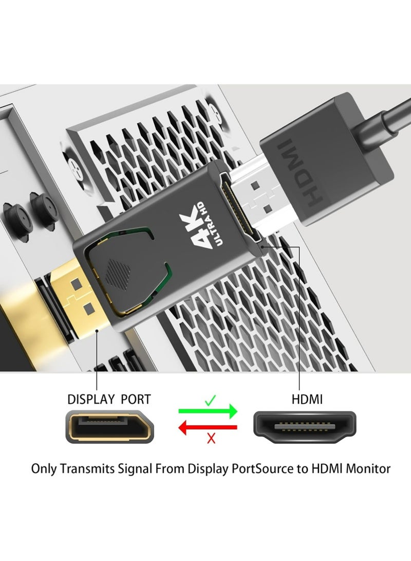 إكس ليفيل 4K DisplayPort إلى محول HDMI ، 3 حزمة وحدة اتجاهية DP PC إلى محول شاشة HDMI ، 4K Ultra HD DP Display Port إلى محول HDMI (الذكور إلى الإناث) ، متوافق مع Lenovo Dell HP وغيرها من العلامات التجارية (الأسود) - Image 2