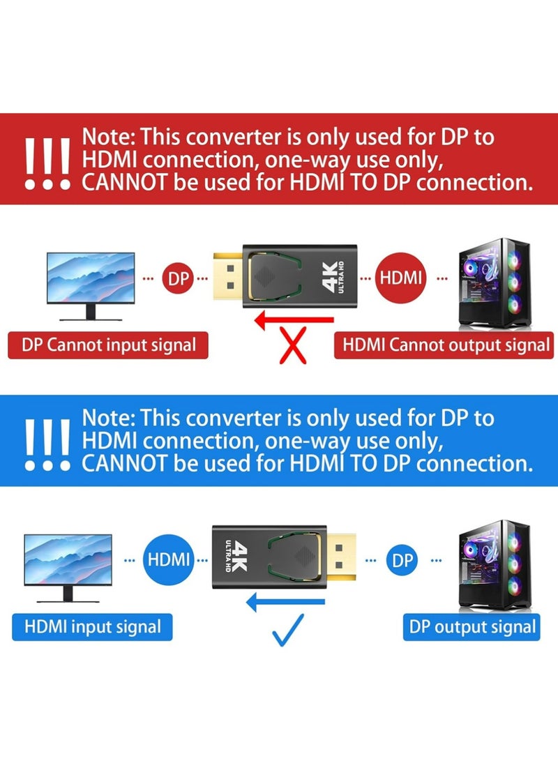 إكس ليفيل 4K DisplayPort إلى محول HDMI ، 3 حزمة وحدة اتجاهية DP PC إلى محول شاشة HDMI ، 4K Ultra HD DP Display Port إلى محول HDMI (الذكور إلى الإناث) ، متوافق مع Lenovo Dell HP وغيرها من العلامات التجارية (الأسود) - Image 5