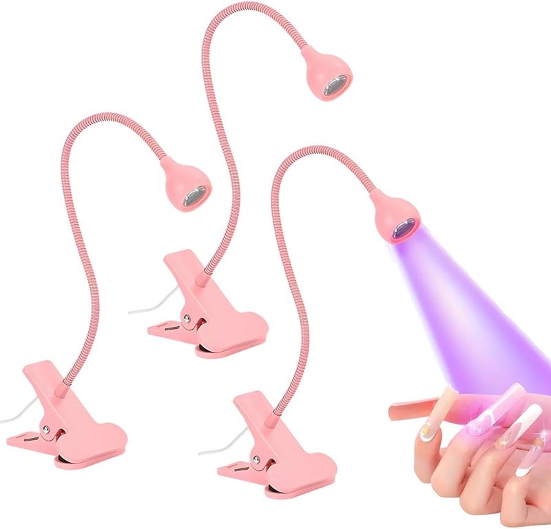 3 Pcs Adjustable Gooseneck Clip On Desk Lamp USB Nail Polish Dryer Gel Curing Light - Image 2