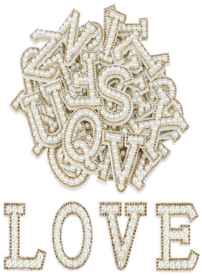 Morcheiong 26Pcs Pearl Rhinestone Letter Patches Self Adhesive A-Z, Stick on Pearl Letter Patches for Clothes, Fabric, Backpack (Light Yellow) - Image 1