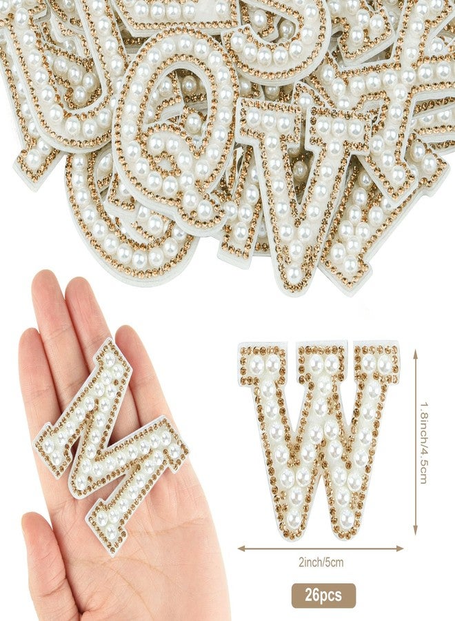 Morcheiong 26Pcs Pearl Rhinestone Letter Patches Self Adhesive A-Z, Stick on Pearl Letter Patches for Clothes, Fabric, Backpack (Light Yellow) - Image 2