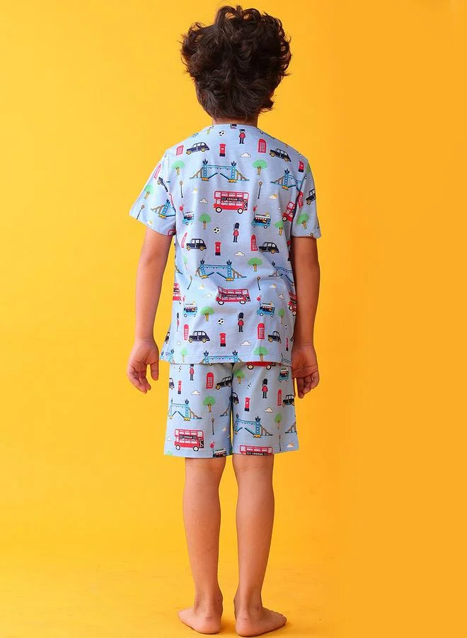 Anthrilo London Print Cotton T-Shirt and Short Set