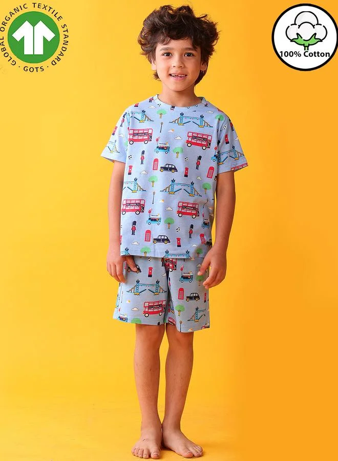 Anthrilo London Print Cotton T-Shirt and Short Set