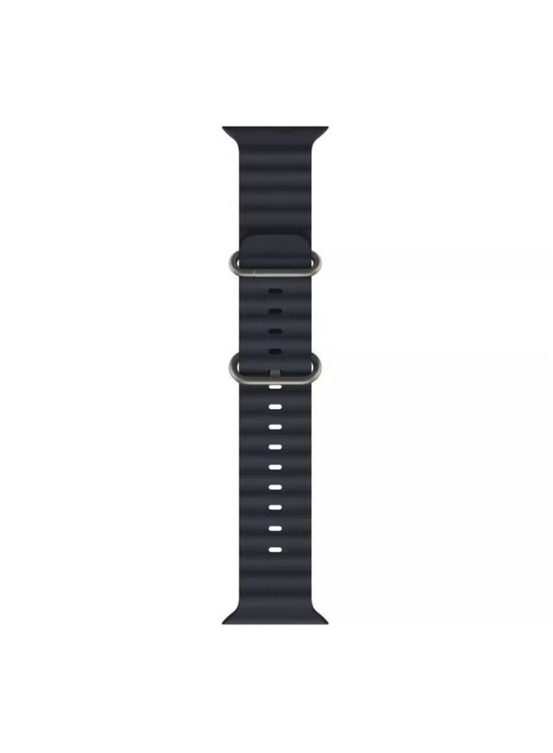 Zaboon Ocean Silicone Rubber Watch Band Strap for Apple Watch Ultra 49mm/45mm/44mm/42mm Ocean Midnight Black - Image 2