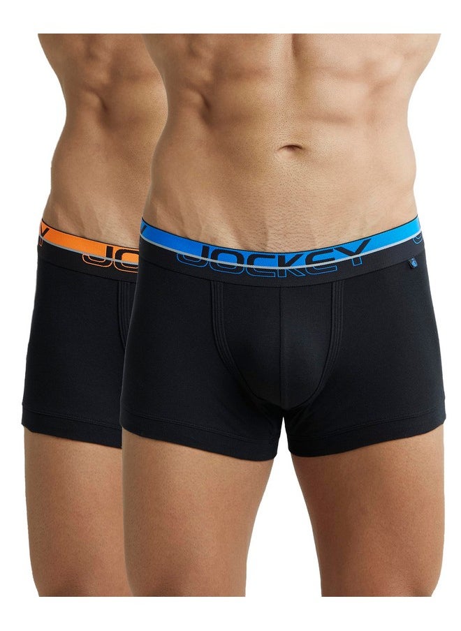 JOCKEY Jockey FP03 Men's Super Combed Cotton Rib Solid Trunk with Ultrasoft Waistband (Pack of 2)_Black_XL  - Image 1