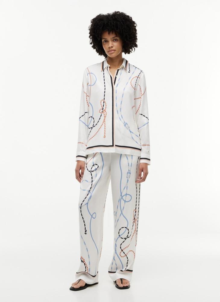 TOMMY HILFIGER Regular Fit Rope Print Gold-Tone Button Shirt - Image 4