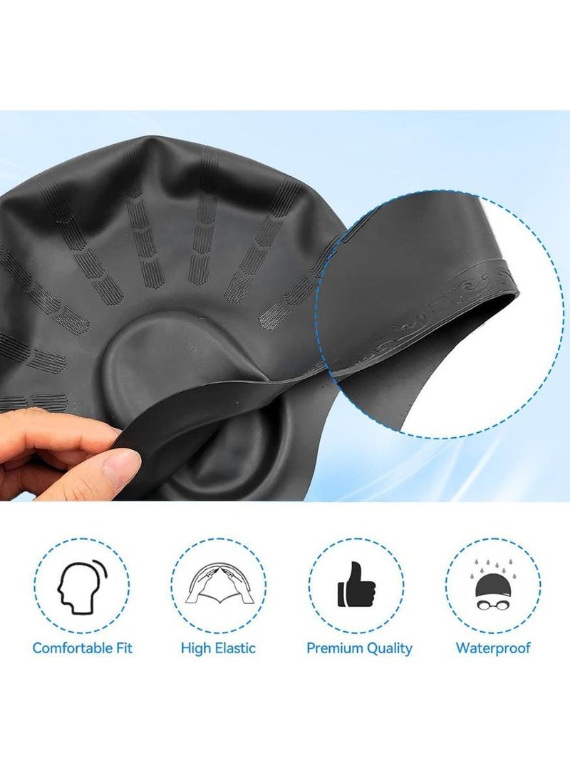 Al Kanzi 2Pcs Durable Waterproof Swim Cap with Ear Protection Anti-Chlorine and Anti-Bacterial Swimming Cap 3D Ergonomic Design and Skin Friendly Keeps Hair Clean - Image 3