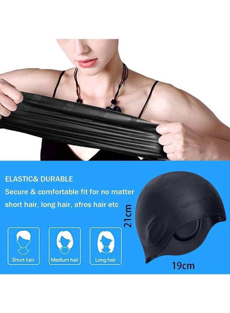 Al Kanzi 2Pcs Durable Waterproof Swim Cap with Ear Protection Anti-Chlorine and Anti-Bacterial Swimming Cap 3D Ergonomic Design and Skin Friendly Keeps Hair Clean - Image 5