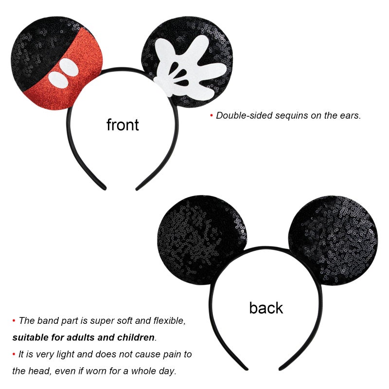 CHuangQi Mouse Ears Headband, Double-sided Sequins, Glitter Hair Band for Birthday Party, Holiday Dresses & Cosplay For Unisex Children - Image 2