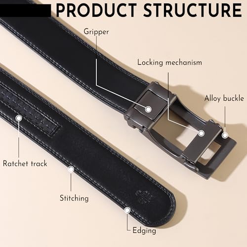 Highlark Auto Lock Belt for Men | Leather Ratchet Belt with Automatic Buckle | Adjustable Fit | Formal & Casual Wear - Image 2