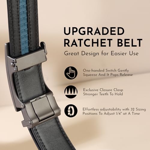 Highlark Auto Lock Belt for Men | Leather Ratchet Belt with Automatic Buckle | Adjustable Fit | Formal & Casual Wear - Image 4