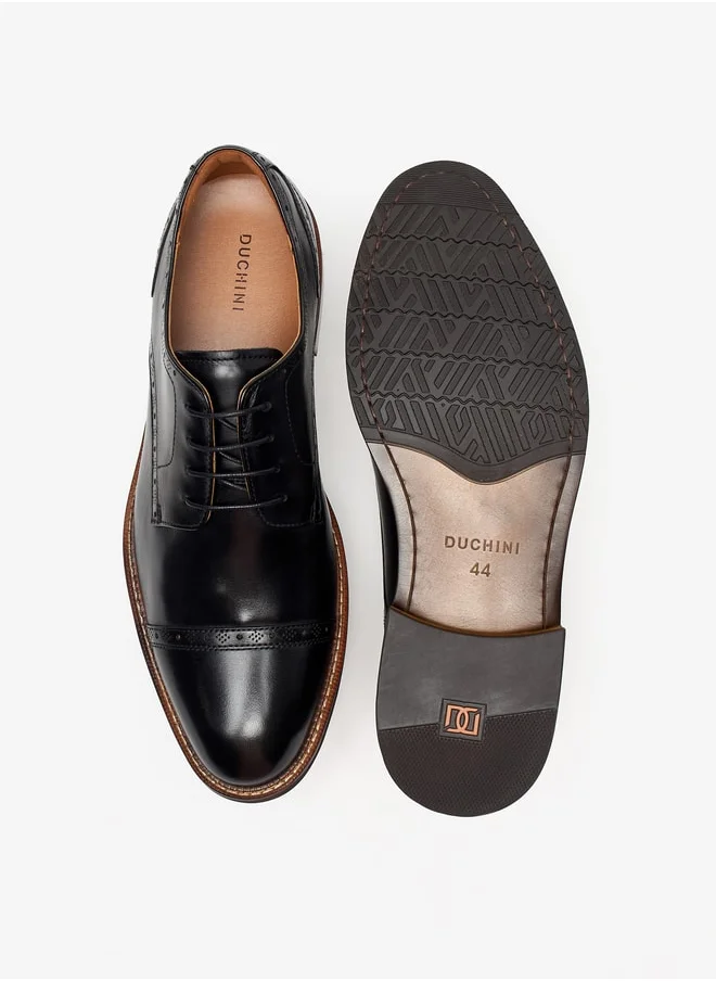 DUCHINI Men's Solid Lace-Up Derby Shoes