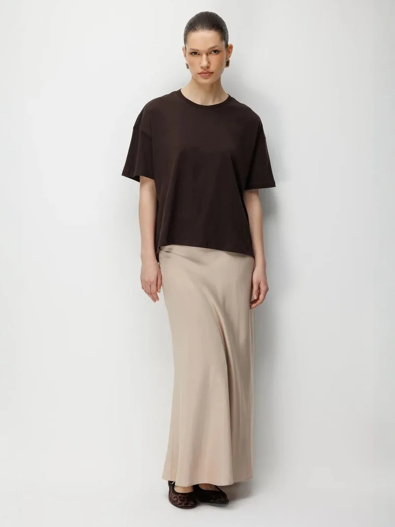 ميكسراي MIXRAY Oversized Crew Neck Plain T-Shirt with Slit