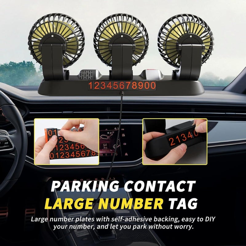 EliteAuto 12V DC High Speed Low Noise Telescopic Adjustment Car Fan for Dashboard 360 Degree Rotatable Triple Head Powerfull 2 Speed Turbine Shape Cooling Air Fan (Copper Motor) - Image 4