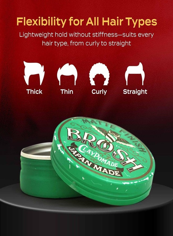 BROSH Matte Finish Clay Pomade with Medium Hold & Natural Finish, Lightweight Water-Based Hair Styling Paste for Men, 4 Oz - Image 3