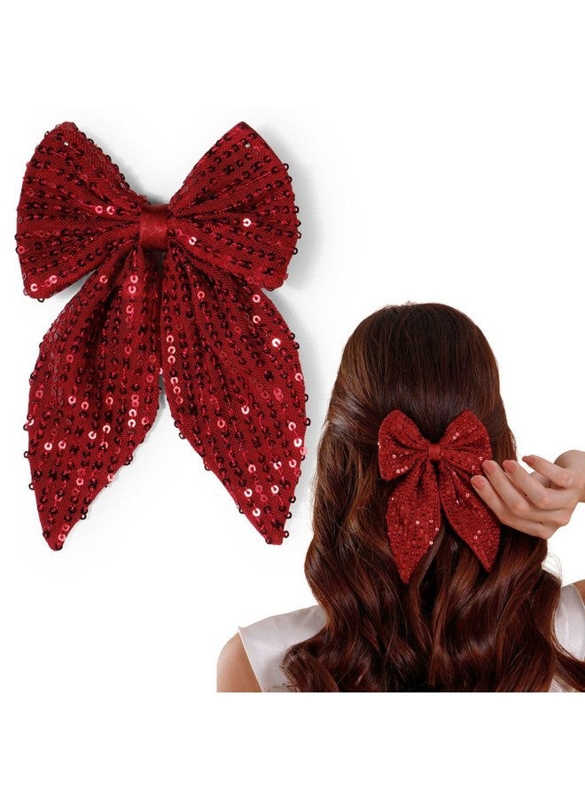 Radhu & Kabby Fancy Hair Bow Clip | Bow Style Ribbon Bow Tie Clip | Suitable for Girls/Women of All Age Group | Goes Well With All Attire | Red Maroon Colour | Pack of 1 - Image 1