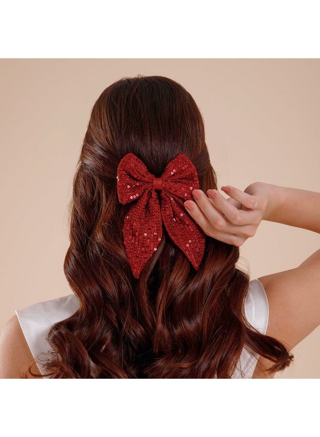 Radhu & Kabby Fancy Hair Bow Clip | Bow Style Ribbon Bow Tie Clip | Suitable for Girls/Women of All Age Group | Goes Well With All Attire | Red Maroon Colour | Pack of 1 - Image 4