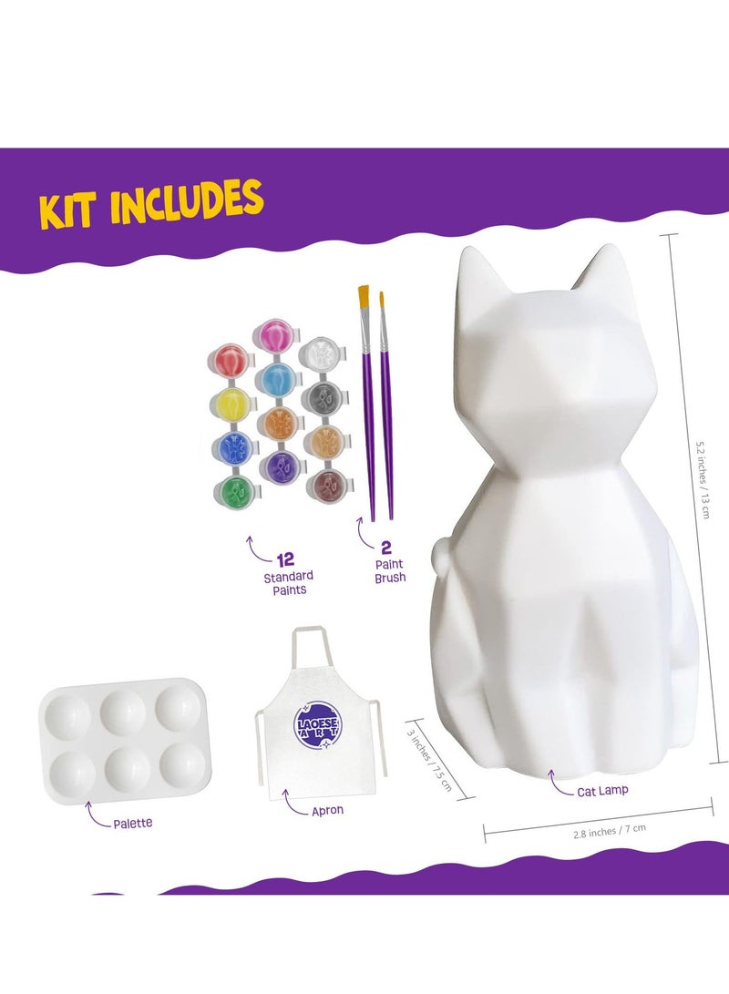 دوركو طلاء الخاصة القطة مصباح مجموعة، لوحة مجموعة الفنون والحرف اليدوية للأطفال، DIY القطة لوحة مجموعات للبنات الأولاد، الهدايا الإبداعية للأطفال الذين تتراوح أعمارهم بين 6-12 سنة (مصباح القطة) - Image 3