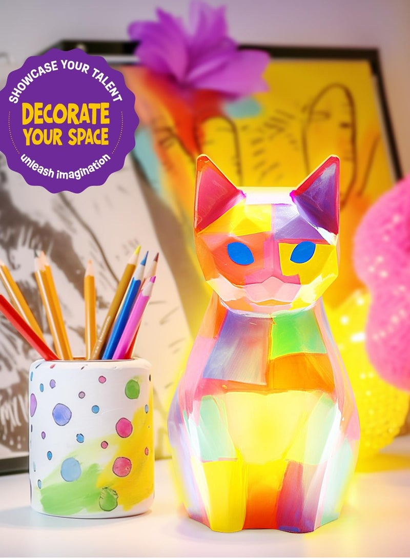 دوركو طلاء الخاصة القطة مصباح مجموعة، لوحة مجموعة الفنون والحرف اليدوية للأطفال، DIY القطة لوحة مجموعات للبنات الأولاد، الهدايا الإبداعية للأطفال الذين تتراوح أعمارهم بين 6-12 سنة (مصباح القطة) - Image 4