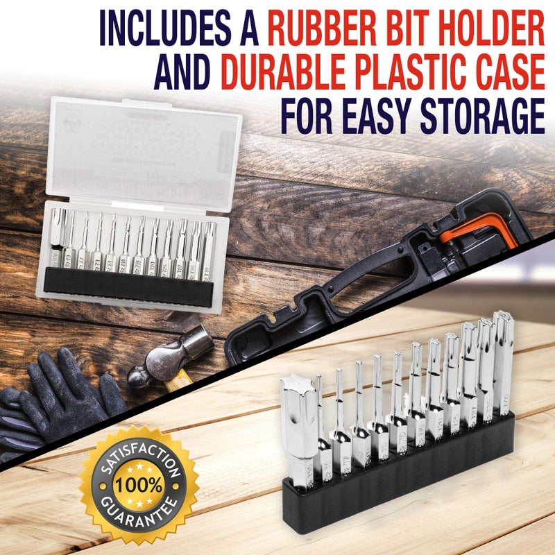 Baker and Bolt Torx Head Drill Bit Set - Premium12pc Set w/Storage Case T6 - T55 1/4in Hex Shank Magnetic Star Security Kit Long 2inch Torx Key Bits S2 Steel for drills and Impact Drivers - Image 5