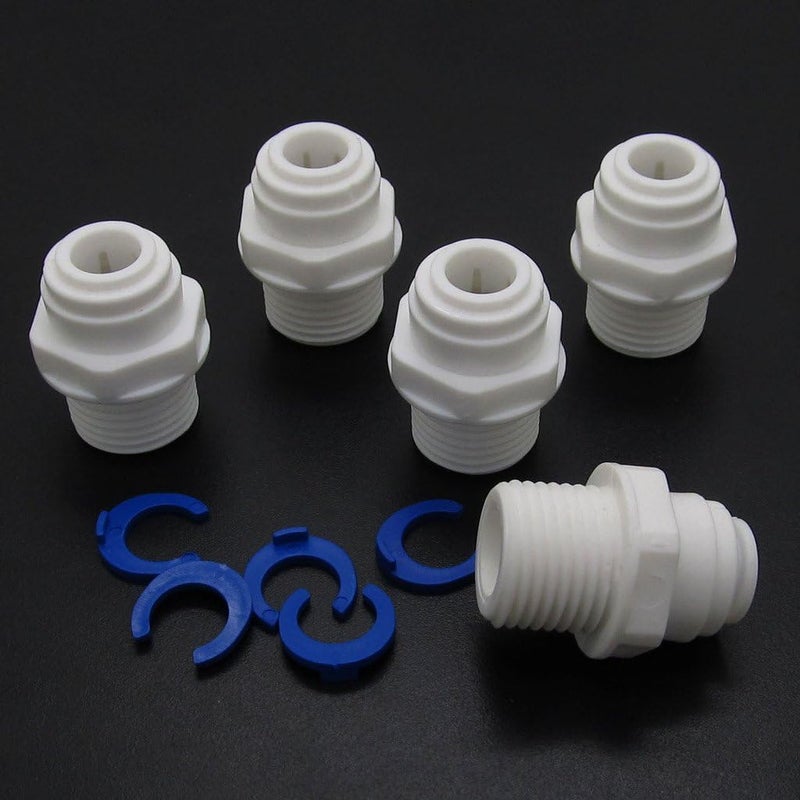 NewZoll 5 PCS 38 Push 12PT Thread Male Straight Tube Quick Connect for RO Water Filter  - Image 1