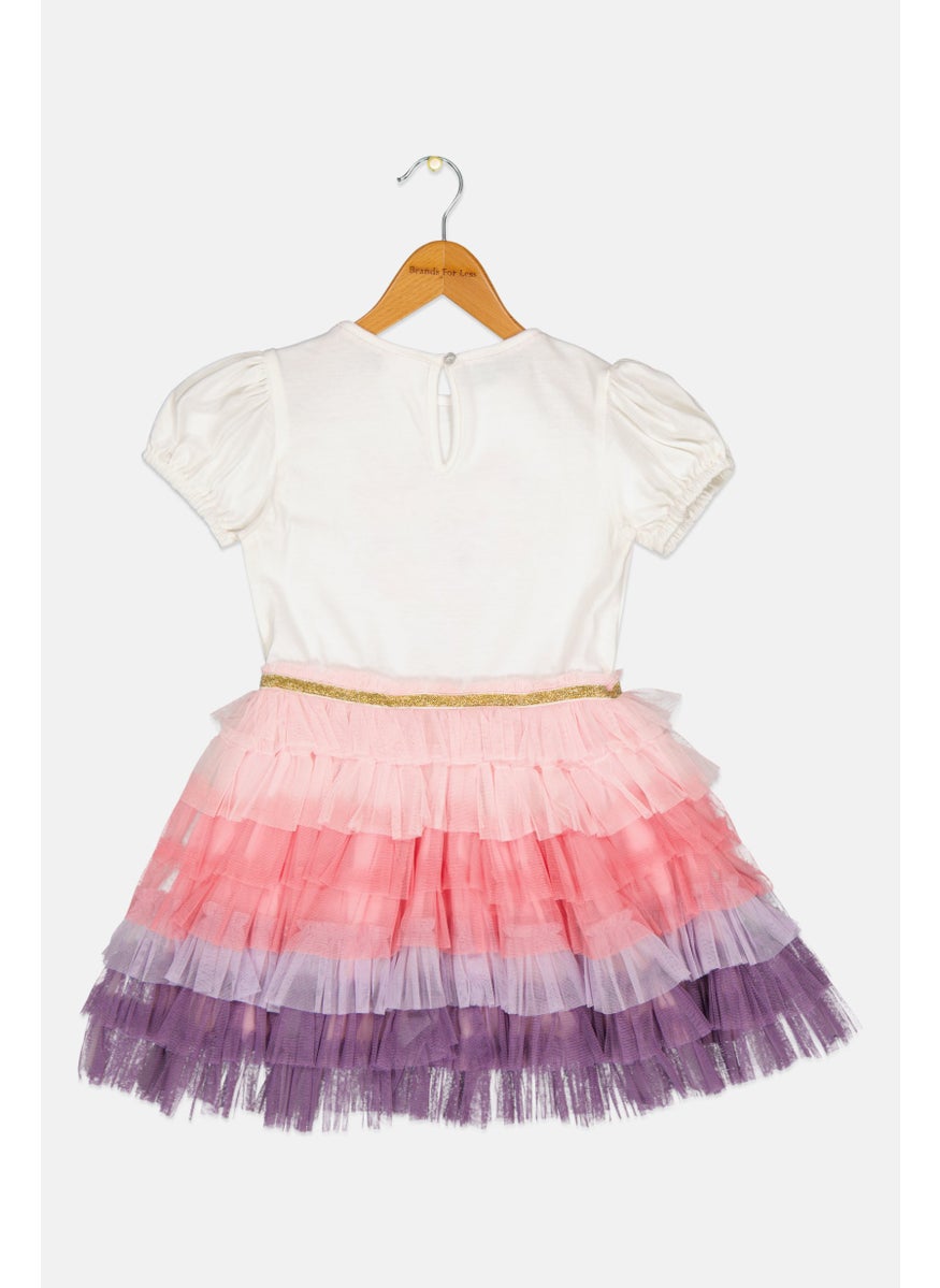 MISS Toddlers Girl Embroidered  Layered Party Dress, Multicolor  - Image 2