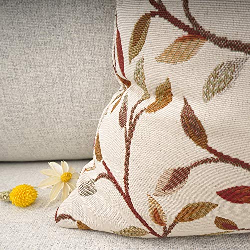 YOUR SMILE Farmhouse Oblong Rectangle Floral Chenille Embroidery Decorative Throw Pillow Case Cushion Cover Lumbar Pillowcase for Sofa 12 x 20 Inch, Brown Leaves - Image 5