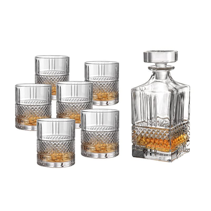 BHTHIM BHTHIM - Whiskey Decanter - Glass Decanter - Perfact for Whiskey, Wine, Scotch, Vodka -750ml. (Decanter with Glass)  - Image 1
