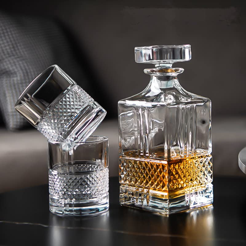 BHTHIM BHTHIM - Whiskey Decanter - Glass Decanter - Perfact for Whiskey, Wine, Scotch, Vodka -750ml. (Decanter with Glass)  - Image 2