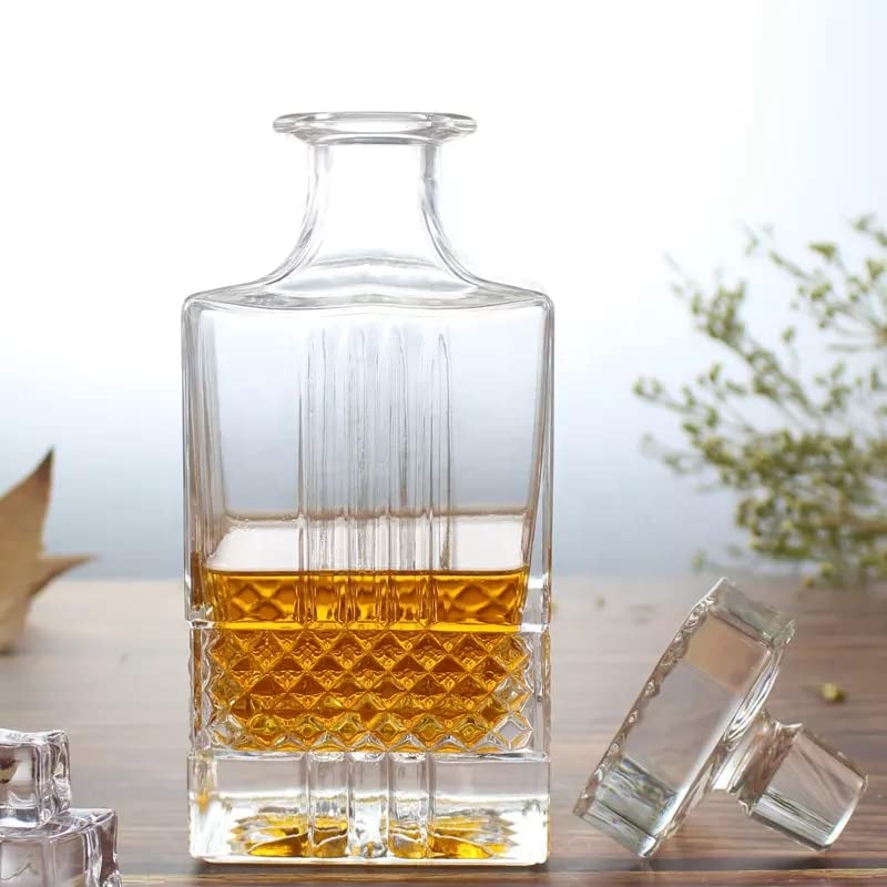 BHTHIM BHTHIM - Whiskey Decanter - Glass Decanter - Perfact for Whiskey, Wine, Scotch, Vodka -750ml. (Decanter with Glass)  - Image 5
