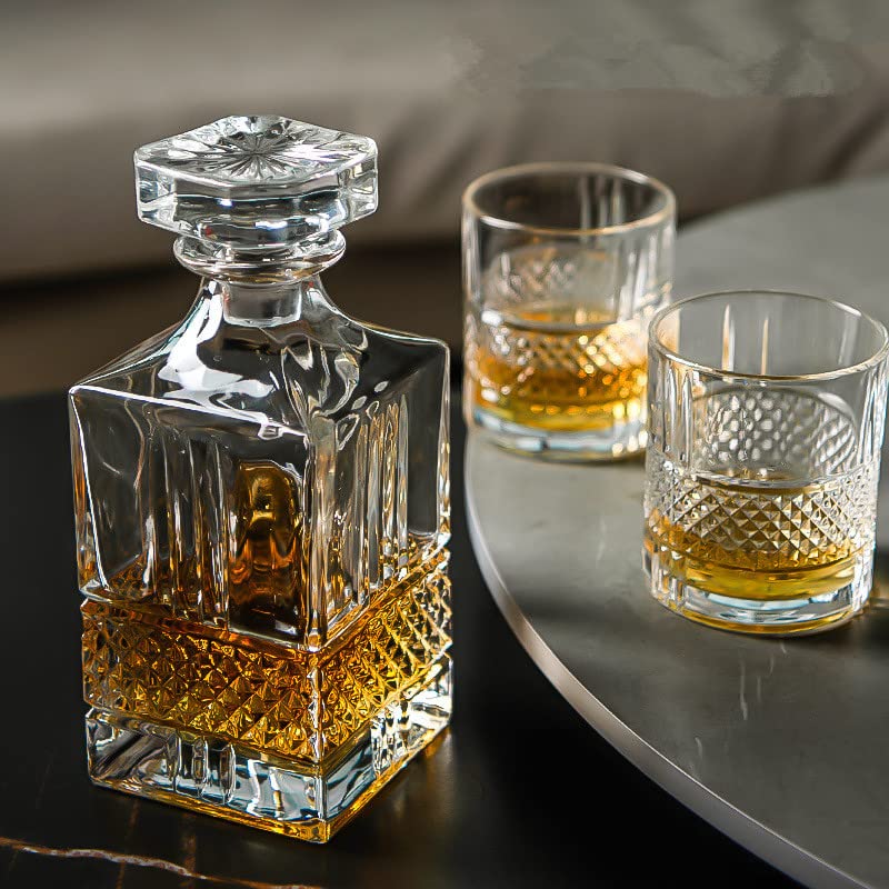 BHTHIM BHTHIM - Whiskey Decanter - Glass Decanter - Perfact for Whiskey, Wine, Scotch, Vodka -750ml. (Decanter with Glass)  - Image 4