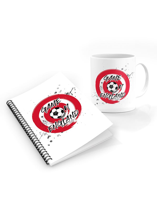 Stylizedd Designer Printed Coffee Mug + A5 Spiral Notebook Memo Notepad Journal Personalised Combo Gift Set Game on England
