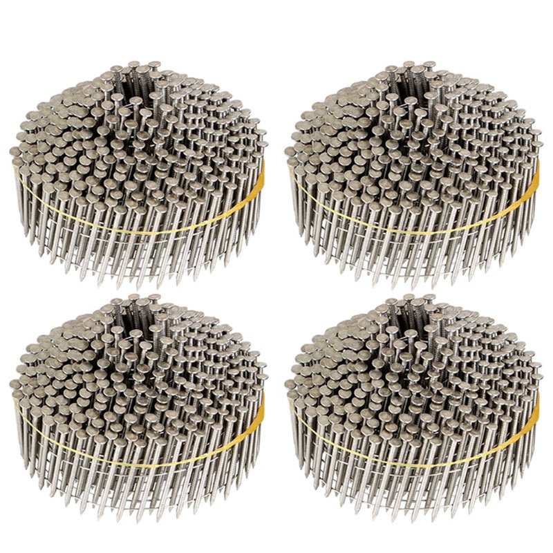 findmall 1200 Count 134Inch x 090Inch Ring Shank Stainless Steel Siding Nails 15Degree Collated Wire Coil for Board Siding or Fencing Applications Adapted to Gun Type CN55CN57