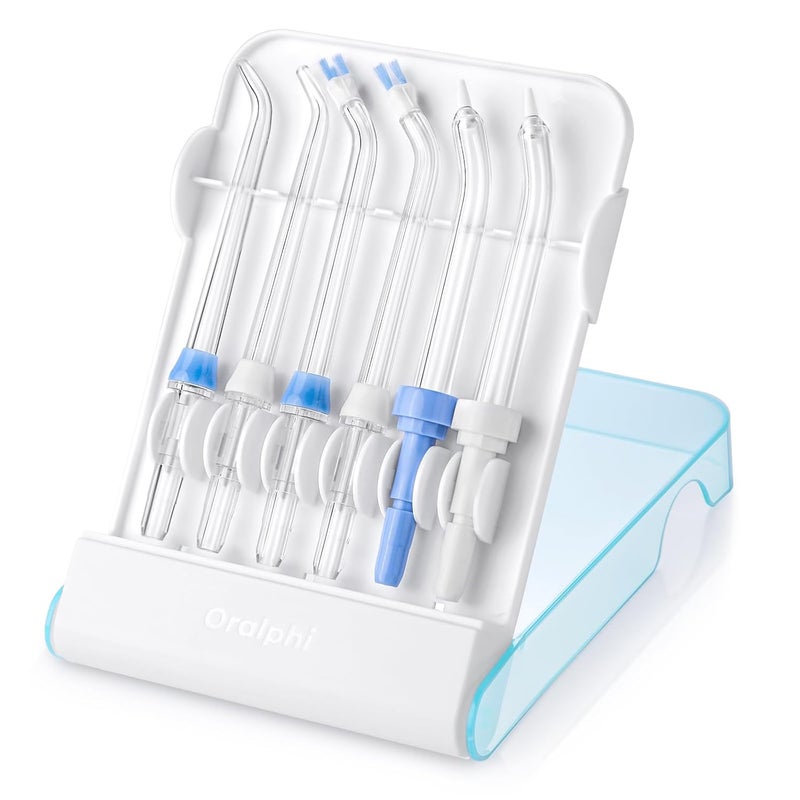 Oralphi Replacement Tips for Waterpik, Water Flosser Replacement Heads Parts for Waterpik Oral Irrigator(2 Classic Jet Tips + 2 Plaque Chaser Tips + 2 Periodontal Tips + Storage Case Combo) - Image 1