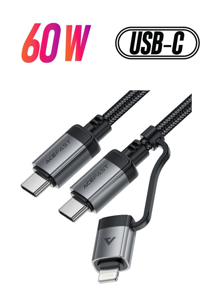 ACEFAST C20-01 USB-C to Lightning / USB-C charging data cable. - Image 1