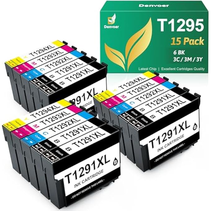 T1295 MULTIPACK COMPATIBLE CARTRIDGES FOR T1291 T1292 T1293 T1294 COMPATIBLE FOR STYLUS SX235W SX525WD SX420W STYLUS OFFICE BX305F WF-3520 (6 BLACK 3CYAN 3MAGENTA 3 YELLOW) - Image 1