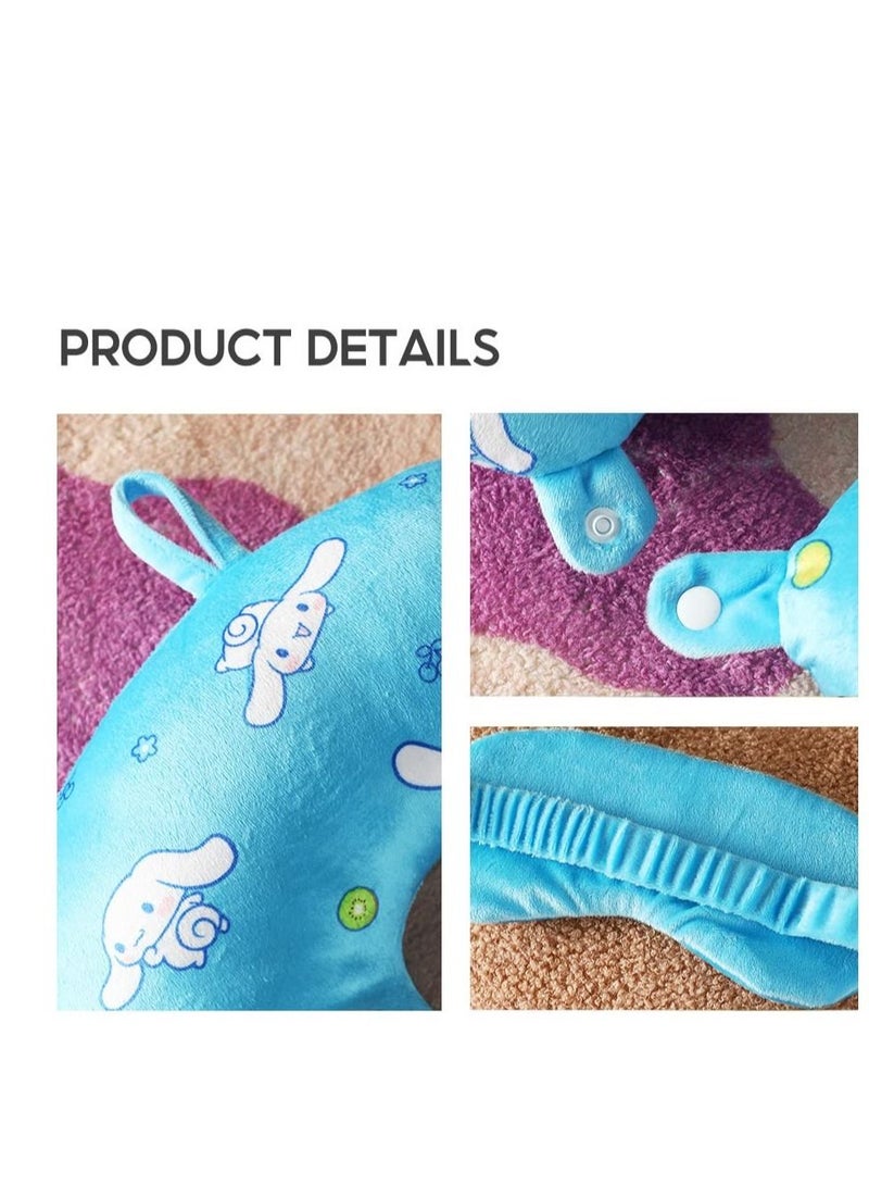 واي آند دي Travel Neck Pillow with Eye Mask, Cartoon Sanrio Memory Foam Pillow, for Kids, Suitable Travelling, Sleeping, Airplane, Car, Home & Office (Blue) - Image 5