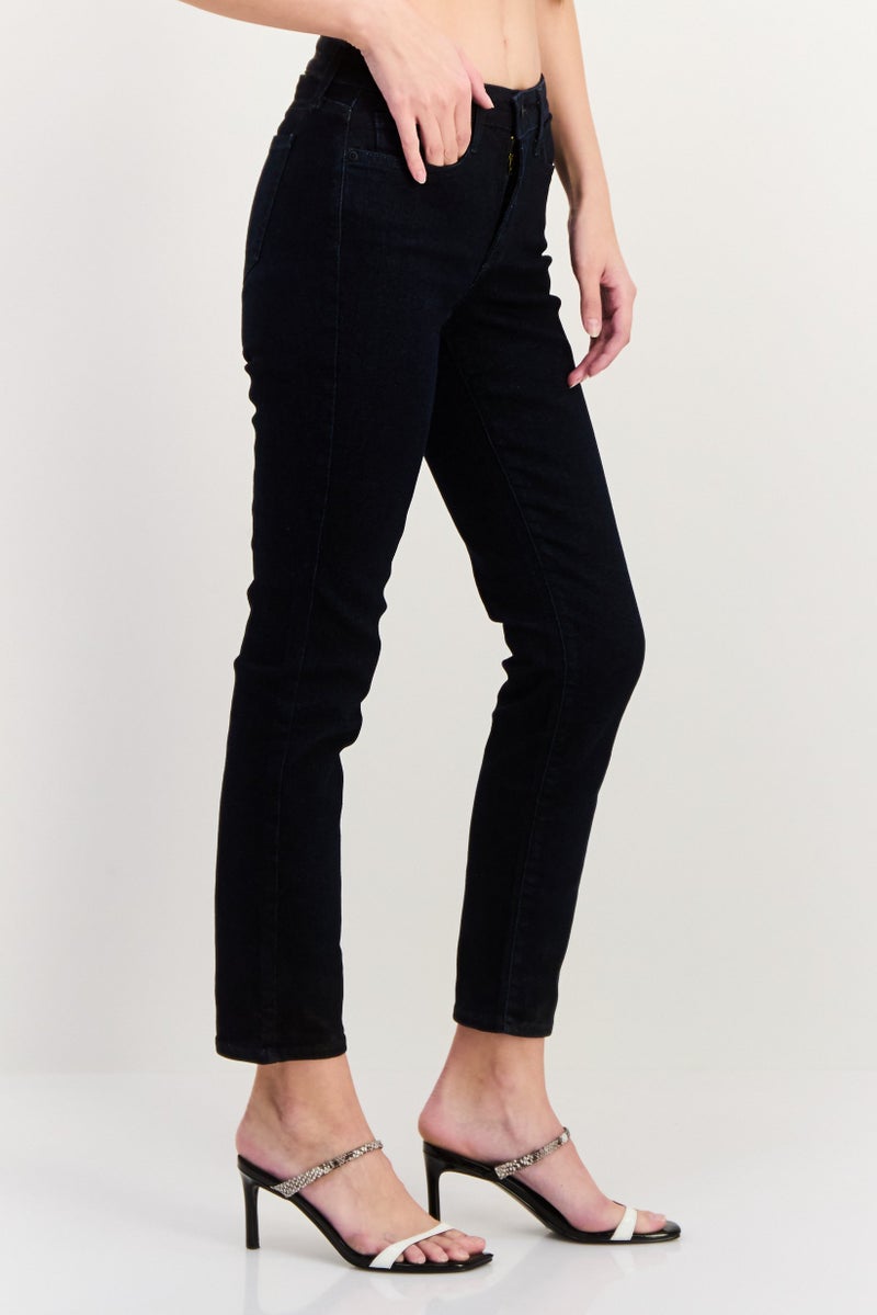 NYDJ Women Petite Washed Slim Fit Mid Rise Stretchable Denim, Dark Blue - Image 2