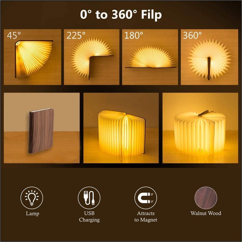 Arion Wooden Unique Birthday Valentine Lover Book Table Night LED Lamp Make in India Brown Pack of 1 - Image 5