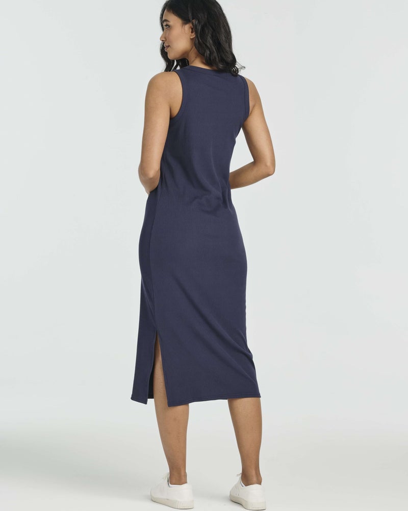 REALESSENTIALS Real Essentials 3 Pack: Women's Ribbed Knit Sleeveless Crew Neck Tank Casual Midi Shift Dress with Slit - Image 5