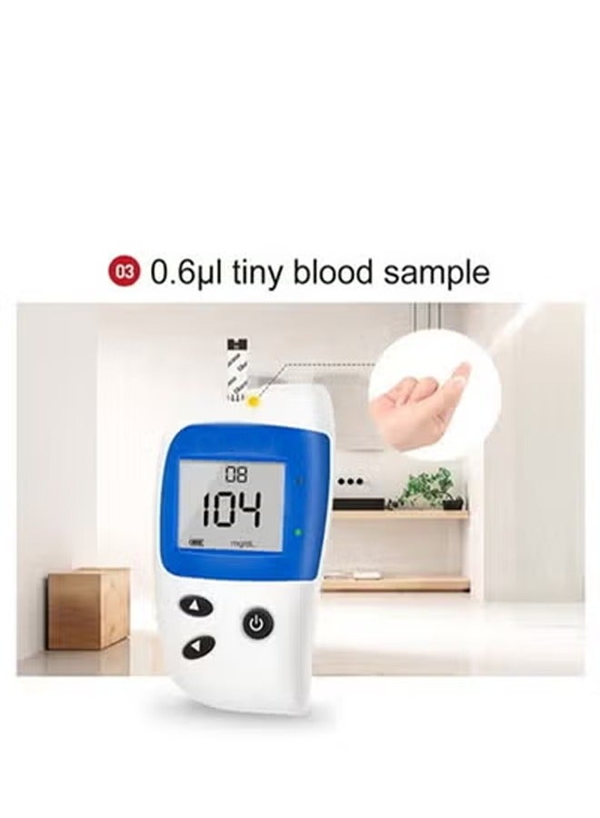 Generic Blood Glucose Monitoring System With 50 Test Strips And Lancets,No coding,Rapid result,Large screen display,safe and hygienic,200 Test memory  - Image 4