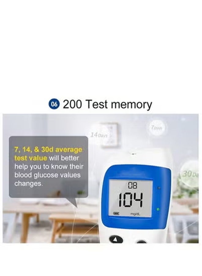Generic Blood Glucose Monitoring System With 50 Test Strips And Lancets,No coding,Rapid result,Large screen display,safe and hygienic,200 Test memory  - Image 5