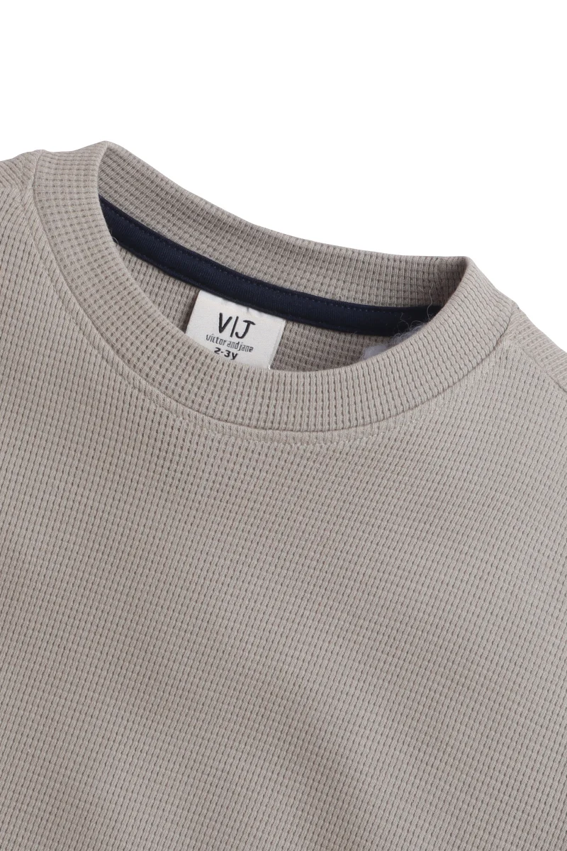 فكتور اند جين Junior Boys Ribbed Cotton T-Shirt - Light Olive