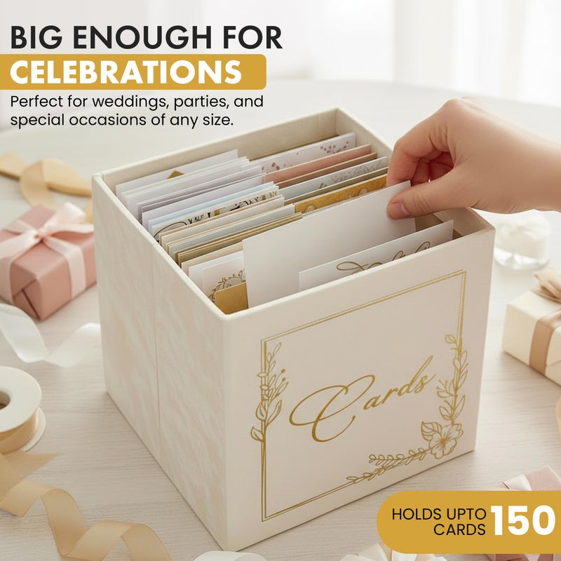Elm Skies Wedding Card Box - 9" x 9" Collapsible Velvet - Covered Design - Cards Box for Wedding Receptions, Birthdays Party, Bridal & Baby Showers, Graduations, Anniversaries - Holding upto 150 Cards - Image 3