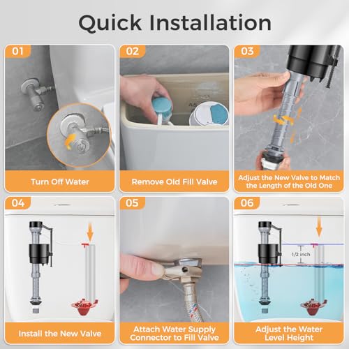 Houpeoro Universal Toilet Flusher Replacement Kit, Black Rubber Float Valve with 2-Inch Flapper, Adjustable, Quiet, Easy to Install Toilet Parts (1-Pack) - Image 4