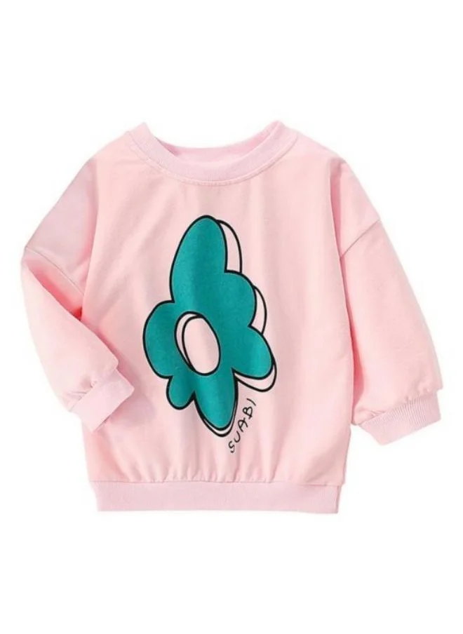 يونيكي Pink Printed Long Sleeve Crew Neck T-Shirt
