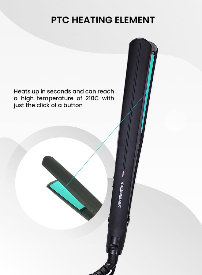 Olsenmark Ceramic Hair Straighteners Omh4062, Hair Styler 360 Swivel Cord, Hair Heating Auto Temperature Control, Ptc Heating Element Black 400grams - Image 5