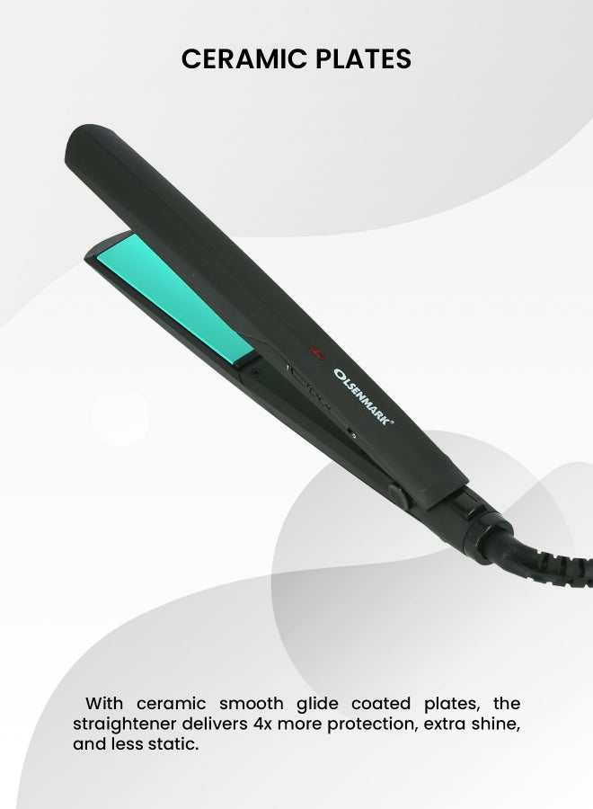 Olsenmark Ceramic Hair Straighteners Omh4062, Hair Styler 360 Swivel Cord, Hair Heating Auto Temperature Control, Ptc Heating Element Black 400grams - Image 3