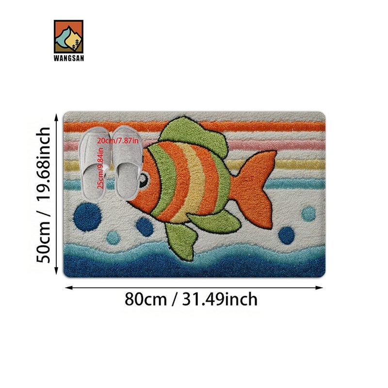 Non Slip Fish Pattern Bathroom Mat 60x40cm Super Fine Fiber Soft Floor Mat for Bathroom Living Room Bedroom - Image 5